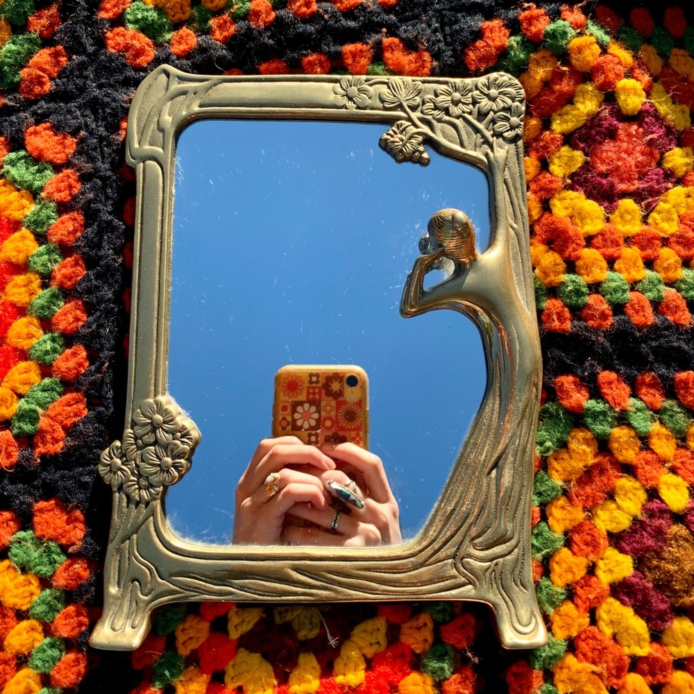 Unique Vintage Brass Mirror